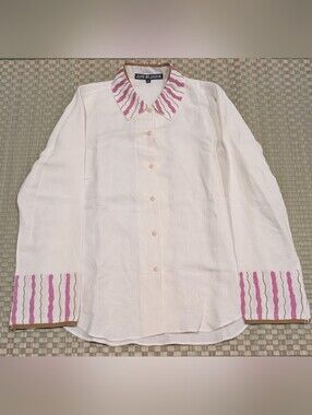 Jupe By Jacket Gampola Button Up Shirt Linen Blend Blouse Women's Size Medium